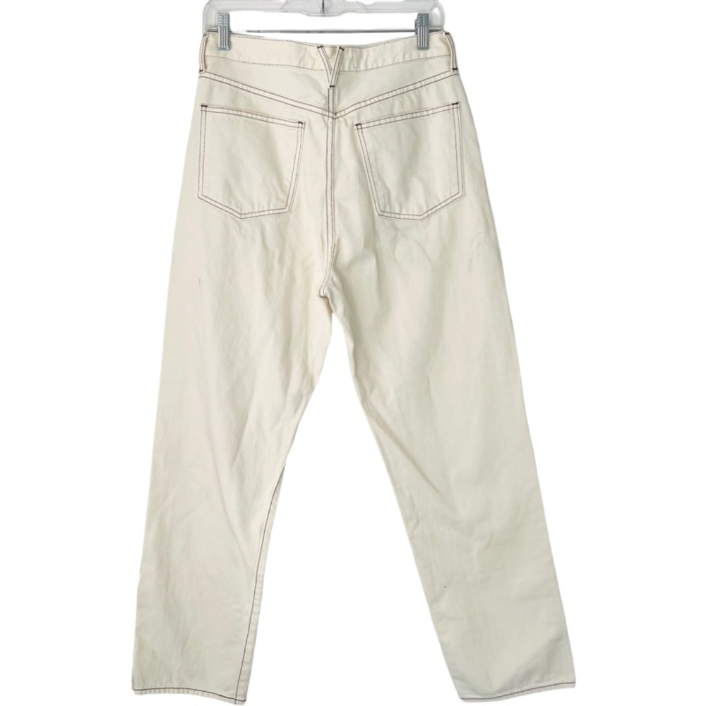 VERONICA BEARD Blake Straight Leg Jean in Ecru Contrast Stitching Size 29 - Picture 5 of 11
